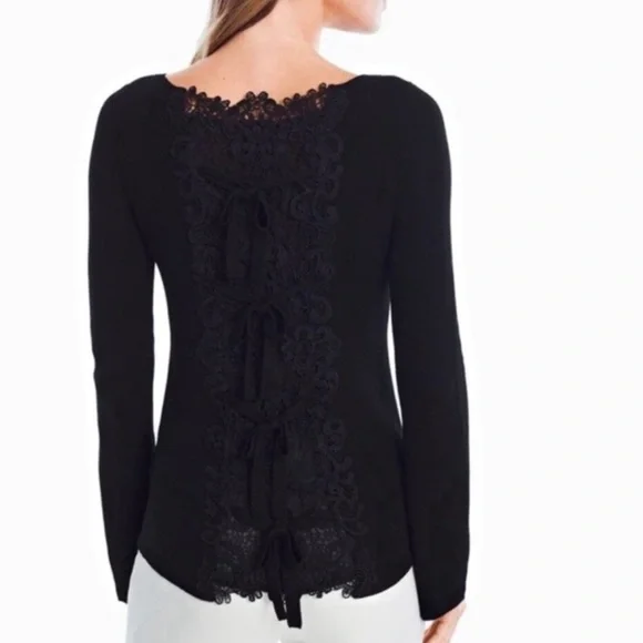 WHBM Bow Back Sweater with Crochet Detail - Picture 3 of 9